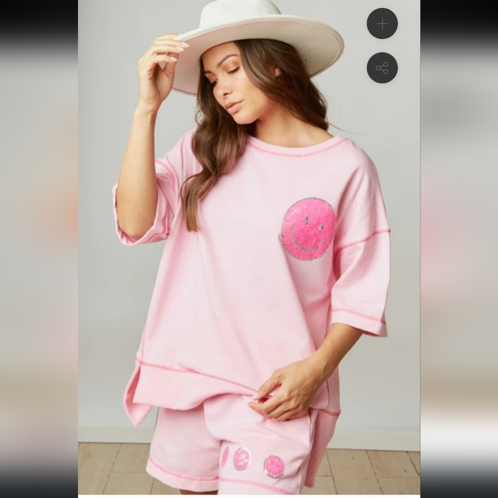 Fantastic Fawn Pink Smiley Face Top